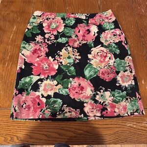 Talbots Floral Pencil Skirt - Black, Pink, Green 12P